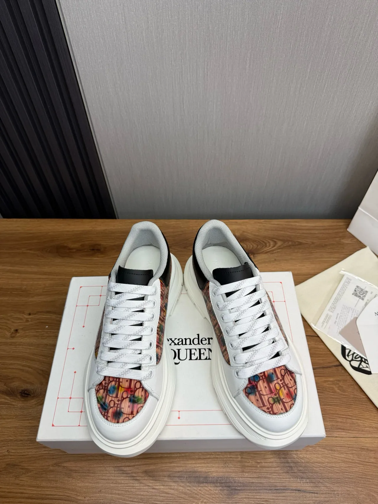 Dior White Multicolor Sole Oblique Monogram Panel Chunky Sneakers 2