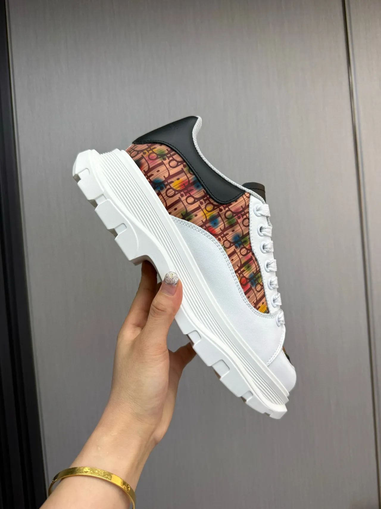 Dior White Multicolor Sole Oblique Monogram Panel Chunky Sneakers 6