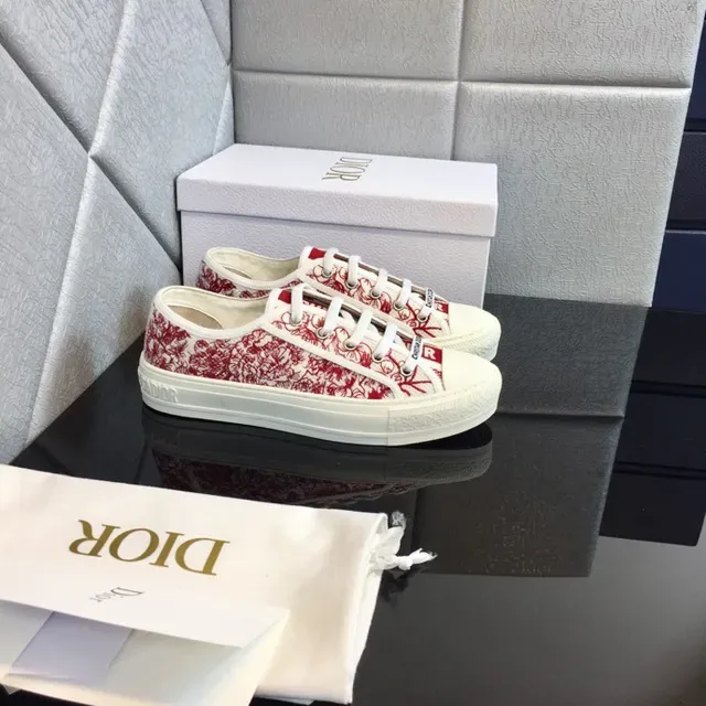 Dior White Red Canvas Upper Oblique Print Lifestyle Sneakers 4