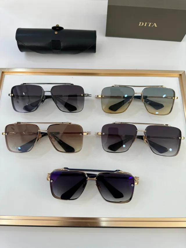 DITA Black Purple Double-Bar Top Bridge Rectangular Gradient Lenses Sunglasses 4