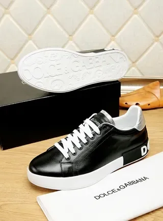 Dolce & Gabbana حذاء أسود جلدي مع كعب أبيض نمط حياة 8