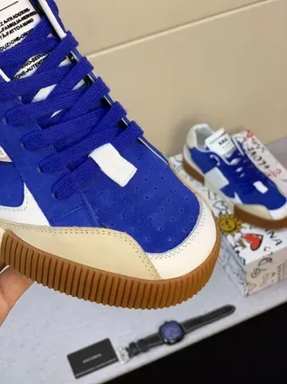 Dolce & Gabbana Azul Branco Bege Solado de Goma Estilo de Vida Tênis 3
