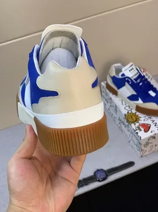 Dolce & Gabbana Azul Branco Bege Solado de Goma Estilo de Vida Tênis 4