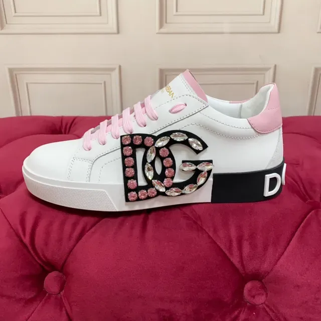 Dolce & Gabbana DG Cristal Branco Rosa Tênis Lifestyle 4