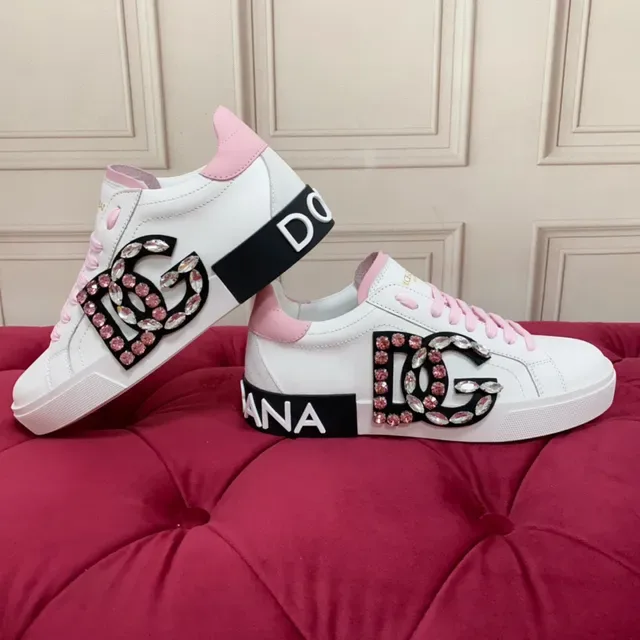 Dolce & Gabbana DG Cristal Branco Rosa Tênis Lifestyle 5