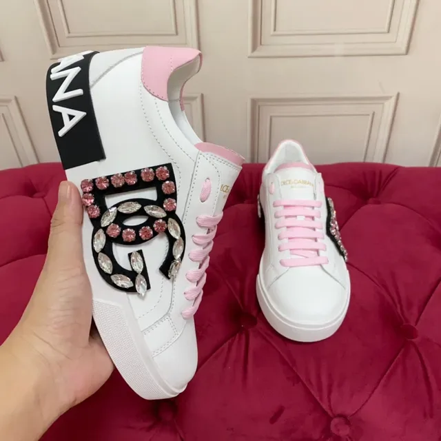 Dolce & Gabbana DG Cristal Branco Rosa Tênis Lifestyle 6
