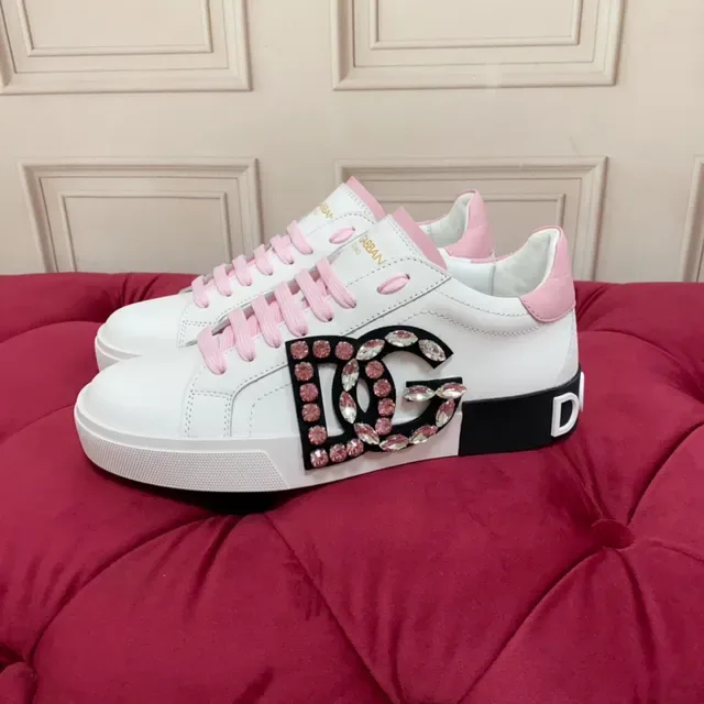 Dolce & Gabbana DG Cristal Branco Rosa Tênis Lifestyle 7