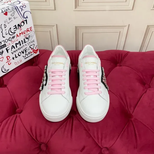 Dolce & Gabbana DG Cristal Branco Rosa Tênis Lifestyle 8