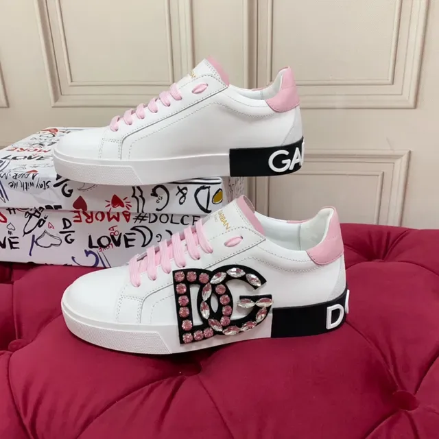 Dolce & Gabbana DG Cristal Branco Rosa Tênis Lifestyle 9