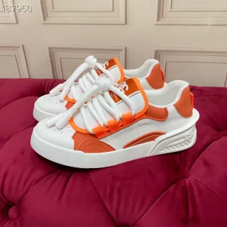 Dolce & Gabbana NS1 White Orange Low-Top Textile-Mesh Upper Lifestyle Sneakers