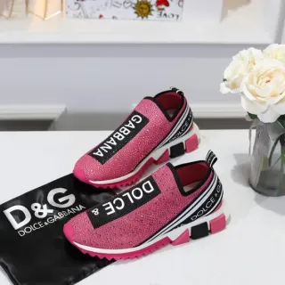 Dolce & Gabbana Speed Trainer Pink Glitter Knit Slip-On Lifestyle Sneakers