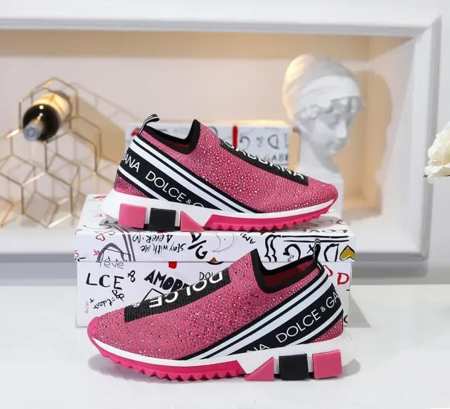 Dolce & Gabbana Speed Trainer sneakers lifestyle en maille rose pailleté slip-on 2