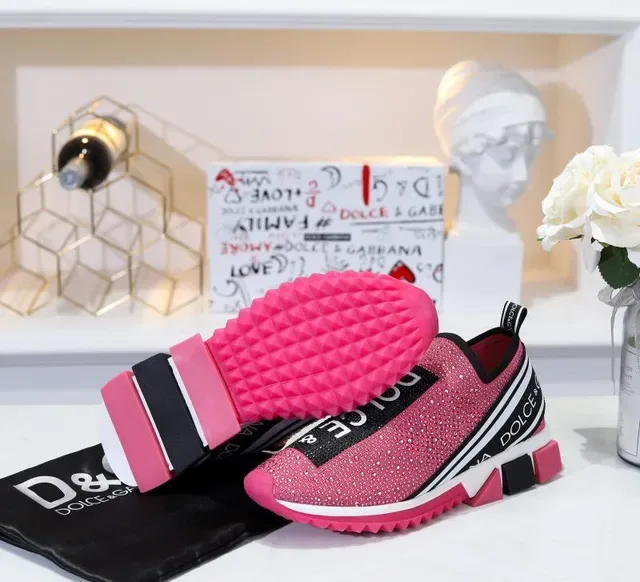 Dolce & Gabbana Speed Trainer sneakers lifestyle en maille rose pailleté slip-on 3