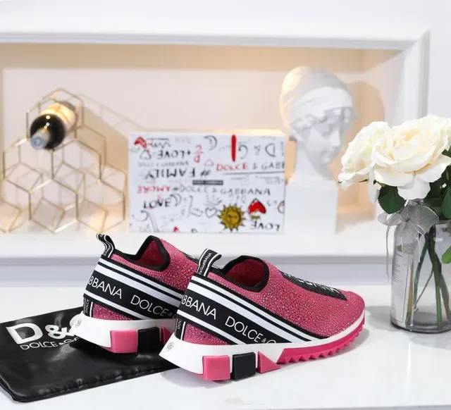 Dolce & Gabbana Speed Trainer sneakers lifestyle en maille rose pailleté slip-on 5