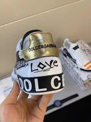 Dolce & Gabbana Brancas e Pretas com Impressão Gráfica Tênis Lifestyle de Cano Baixo 2