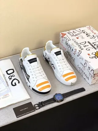 Dolce & Gabbana Brancas e Pretas com Impressão Gráfica Tênis Lifestyle de Cano Baixo 4