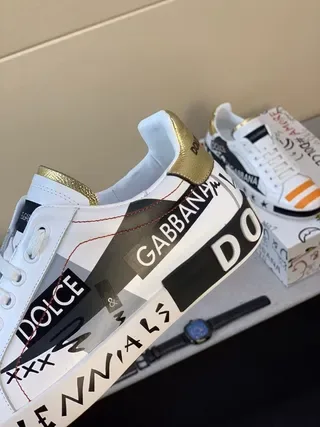 Dolce & Gabbana Brancas e Pretas com Impressão Gráfica Tênis Lifestyle de Cano Baixo 5