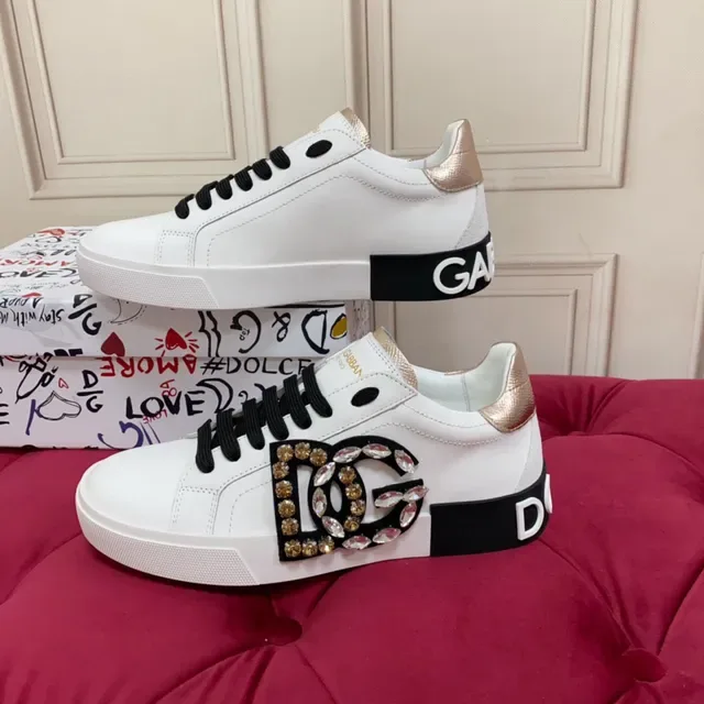 Dolce & Gabbana DG Logo Crystal-Embellished White Lifestyle Sneakers 9