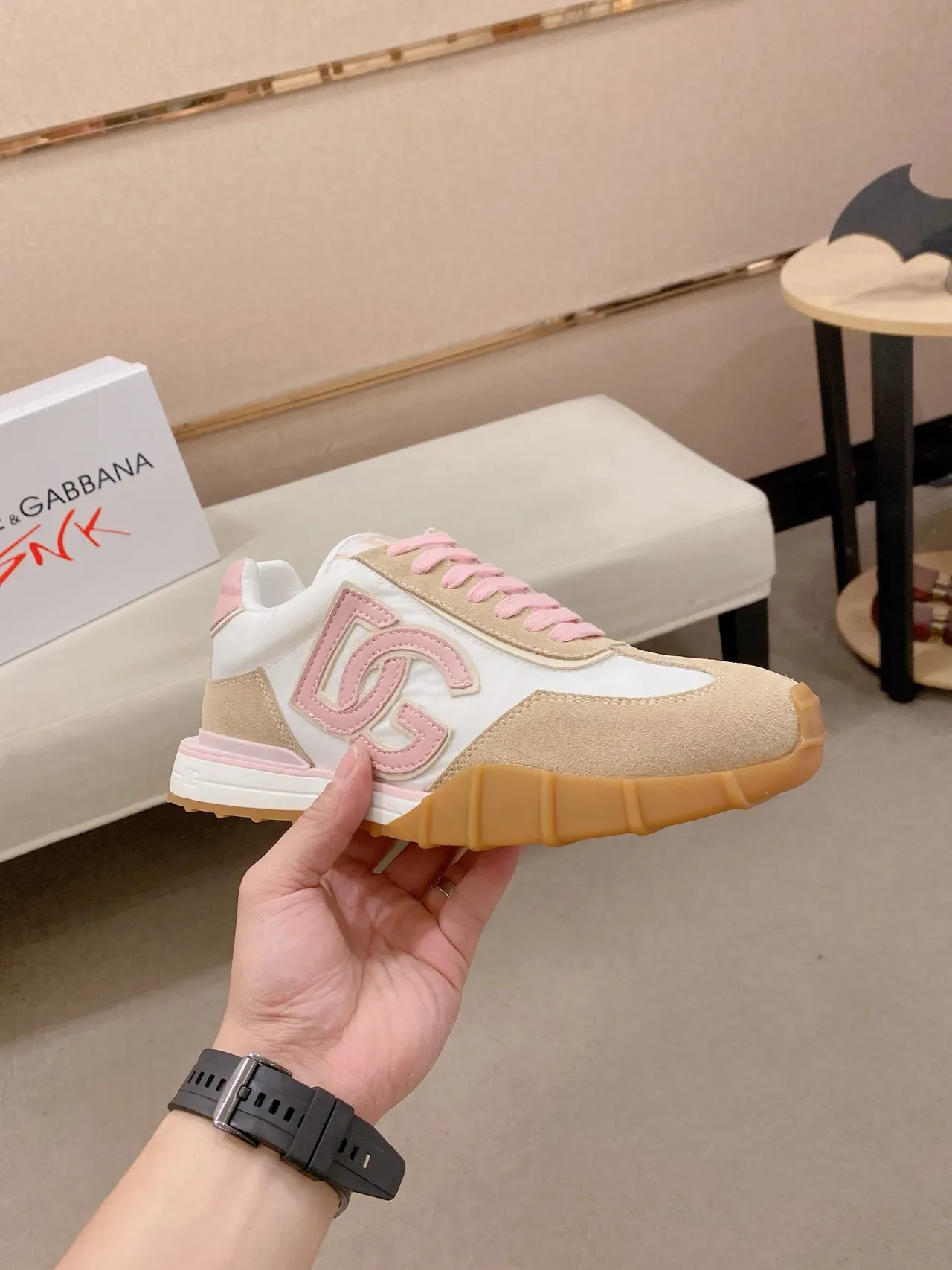Dolce & Gabbana DG Sneakers Lifestyle Blanc Beige Rose 4