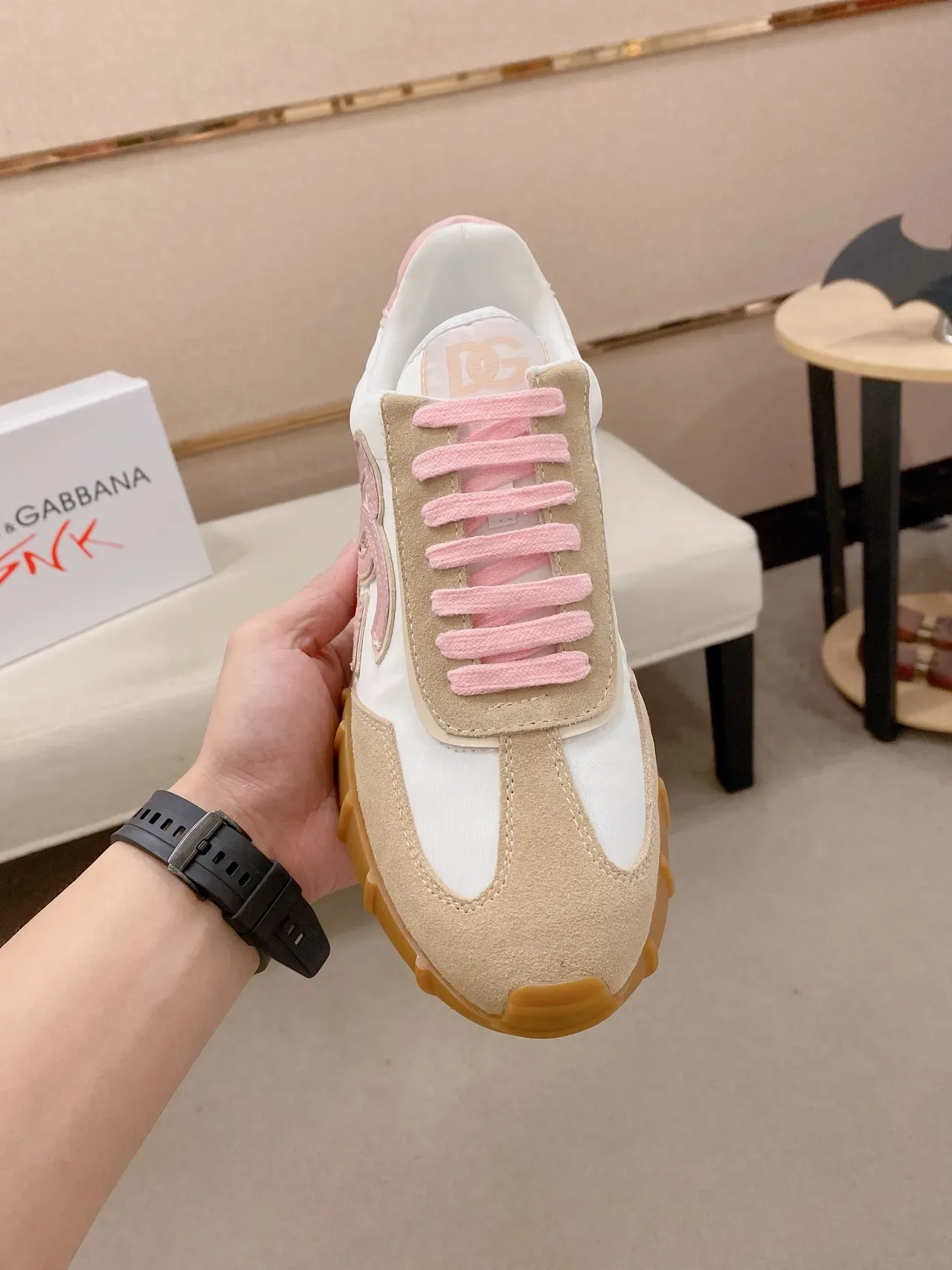 Dolce & Gabbana DG Sneakers Lifestyle Blanc Beige Rose 5