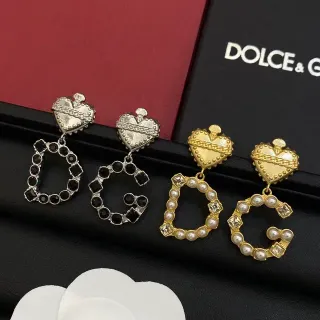 Dolce & Gabbana Gold Silver Heart-Shaped Top Chain Detail Earrings
