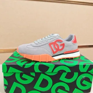 Dolce & Gabbana Lifestyle Sneaker Gray Red Suede Upper Bold Monogram Logo Lifestyle Sneakers