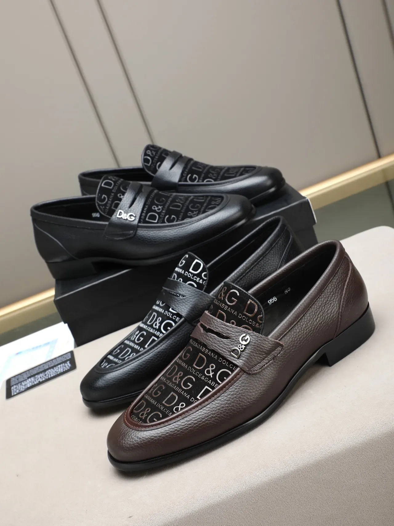 Dolce & Gabbana Loafer Penny en Cuir Pebbled avec Impression de Logo 2