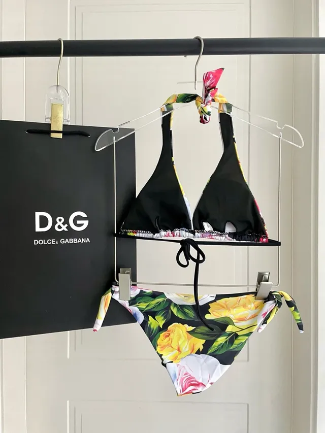 Dolce & Gabbana Multicolor Black Halter-Neck Top Tie-Side Bottoms Swimwear 8