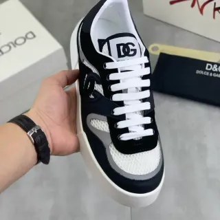 Dolce & Gabbana NS1 Black White Platform Sole Mesh And Suede Paneling Chunky Sneakers