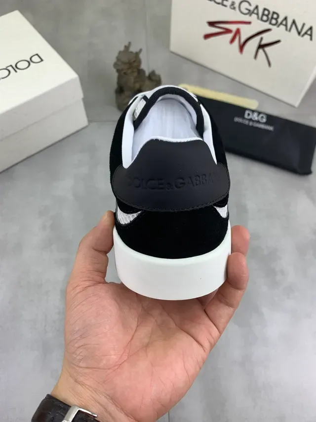 Dolce & Gabbana NS1 Noir et Blanc Solaire Plateforme Panneaux Maille et Daim Sneakers Chunky 3