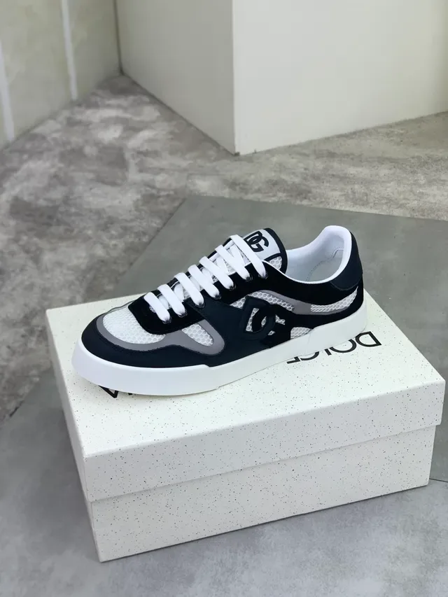 Dolce & Gabbana NS1 Noir et Blanc Solaire Plateforme Panneaux Maille et Daim Sneakers Chunky 4
