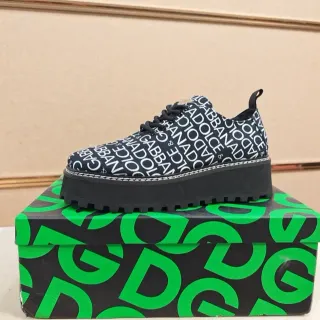 Dolce & Gabbana Platform Sneakers Black White Logo-Print Canvas Sole Chunky Sneakers