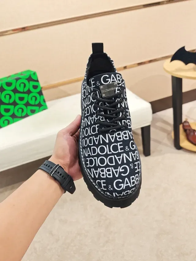 Dolce & Gabbana Sneakers plateforme noir blanc logo-print semelle canvas chunky sneakers 6