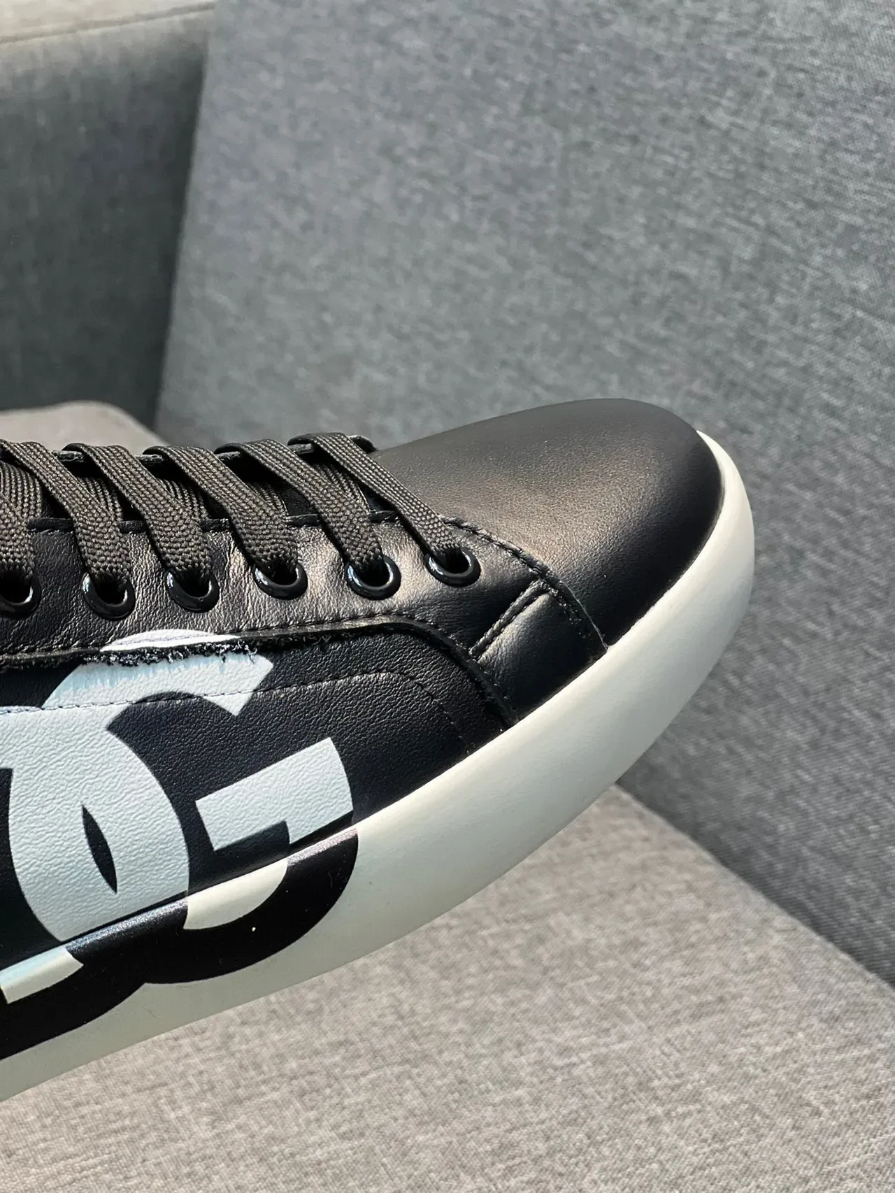 Dolce & Gabbana Portofino Black White Leather Upper Oversized Monogram Lifestyle Sneakers 4