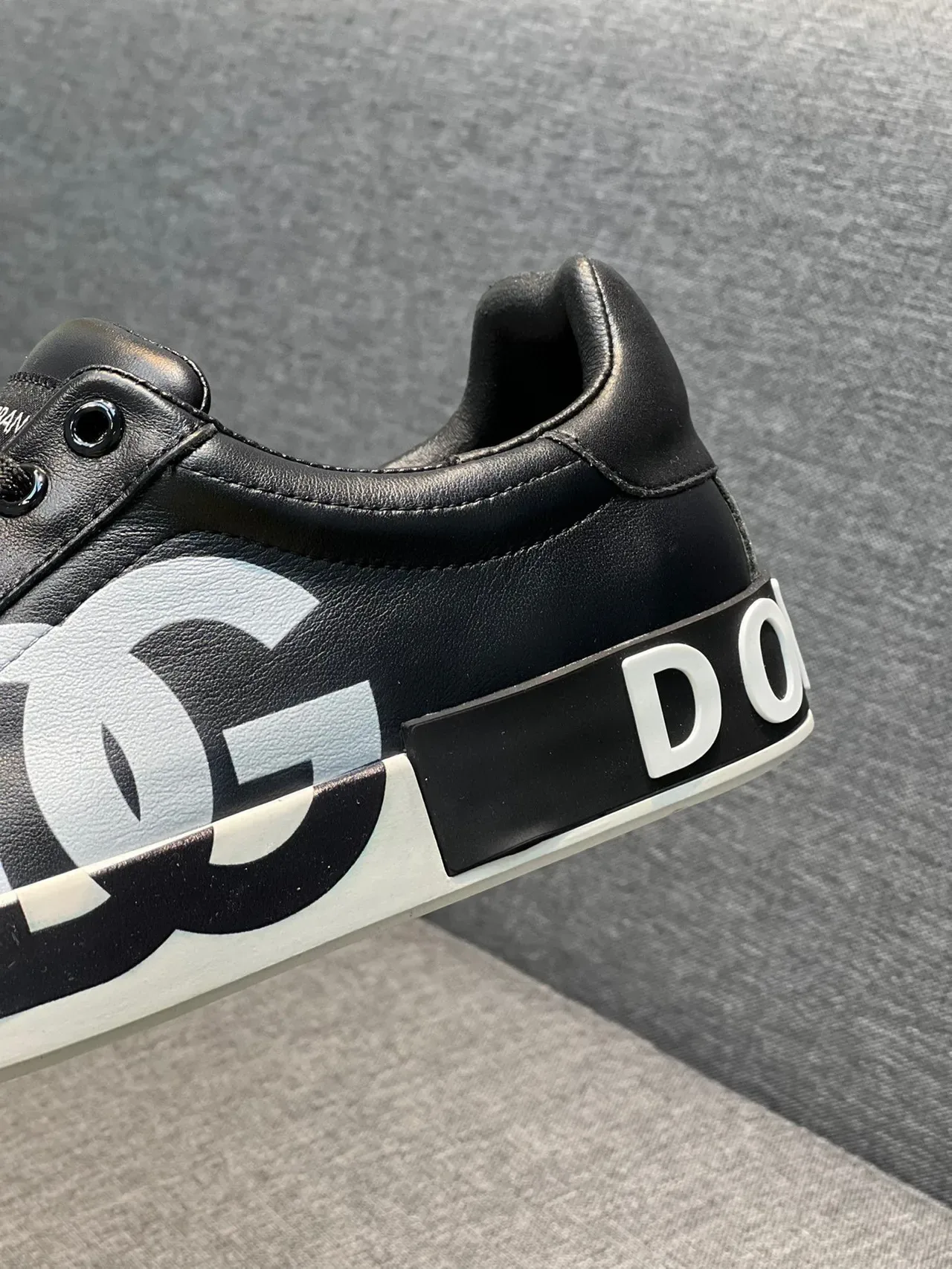 Dolce & Gabbana Portofino Black White Leather Upper Oversized Monogram Lifestyle Sneakers 9