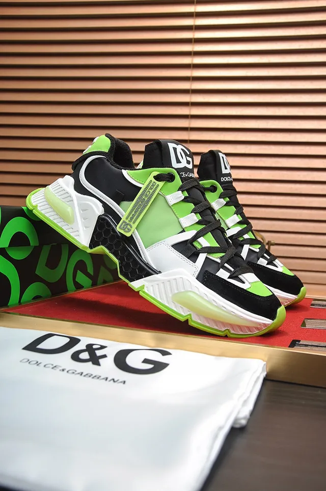 Dolce & Gabbana Track Trainer Tênis Neon Verde Preto Branco Chunky 2