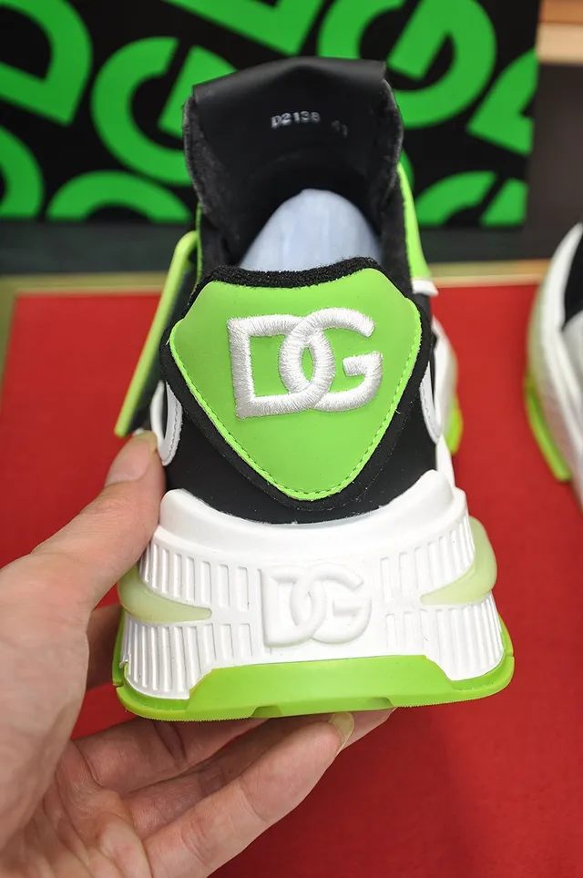 Dolce & Gabbana Track Trainer Tênis Neon Verde Preto Branco Chunky 3