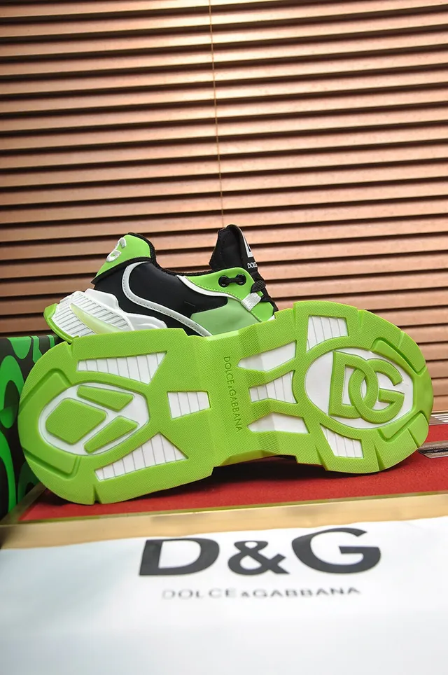 Dolce & Gabbana Track Trainer Tênis Neon Verde Preto Branco Chunky 5
