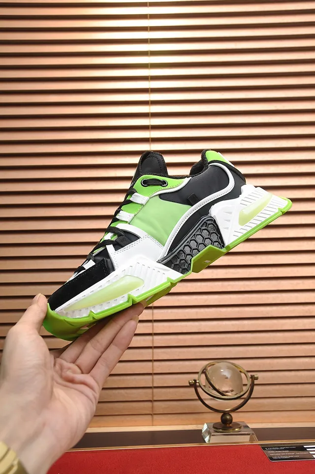 Dolce & Gabbana Track Trainer Tênis Neon Verde Preto Branco Chunky 7