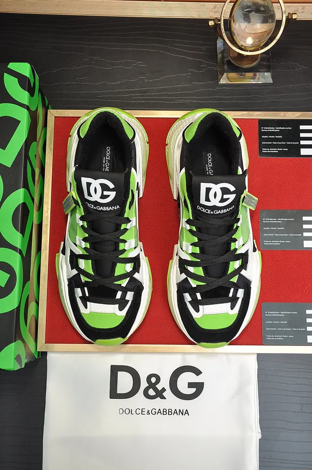 Dolce & Gabbana Track Trainer Tênis Neon Verde Preto Branco Chunky 8