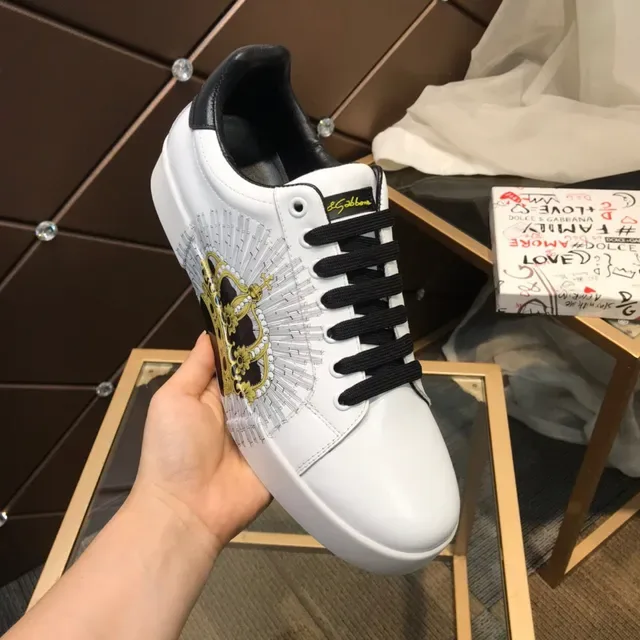 Dolce & Gabbana White Leather Embroidered Winged Lion Lifestyle Sneakers 3