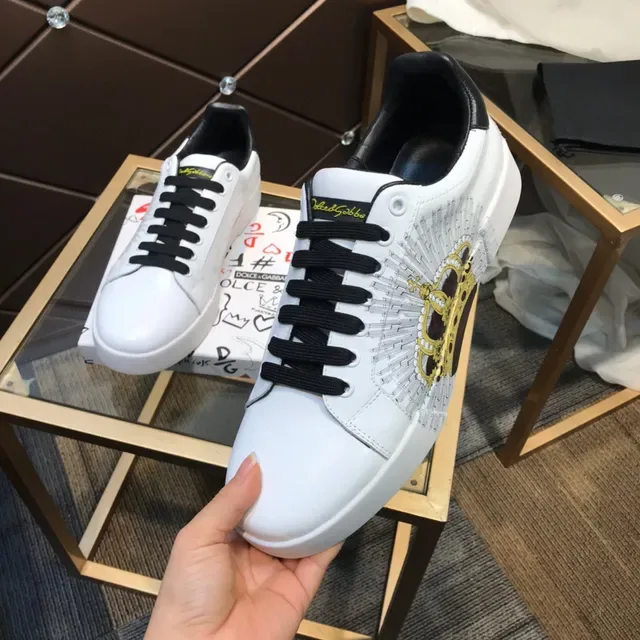 Dolce & Gabbana White Leather Embroidered Winged Lion Lifestyle Sneakers 4