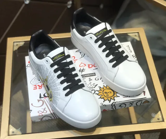 Dolce & Gabbana White Leather Embroidered Winged Lion Lifestyle Sneakers 8