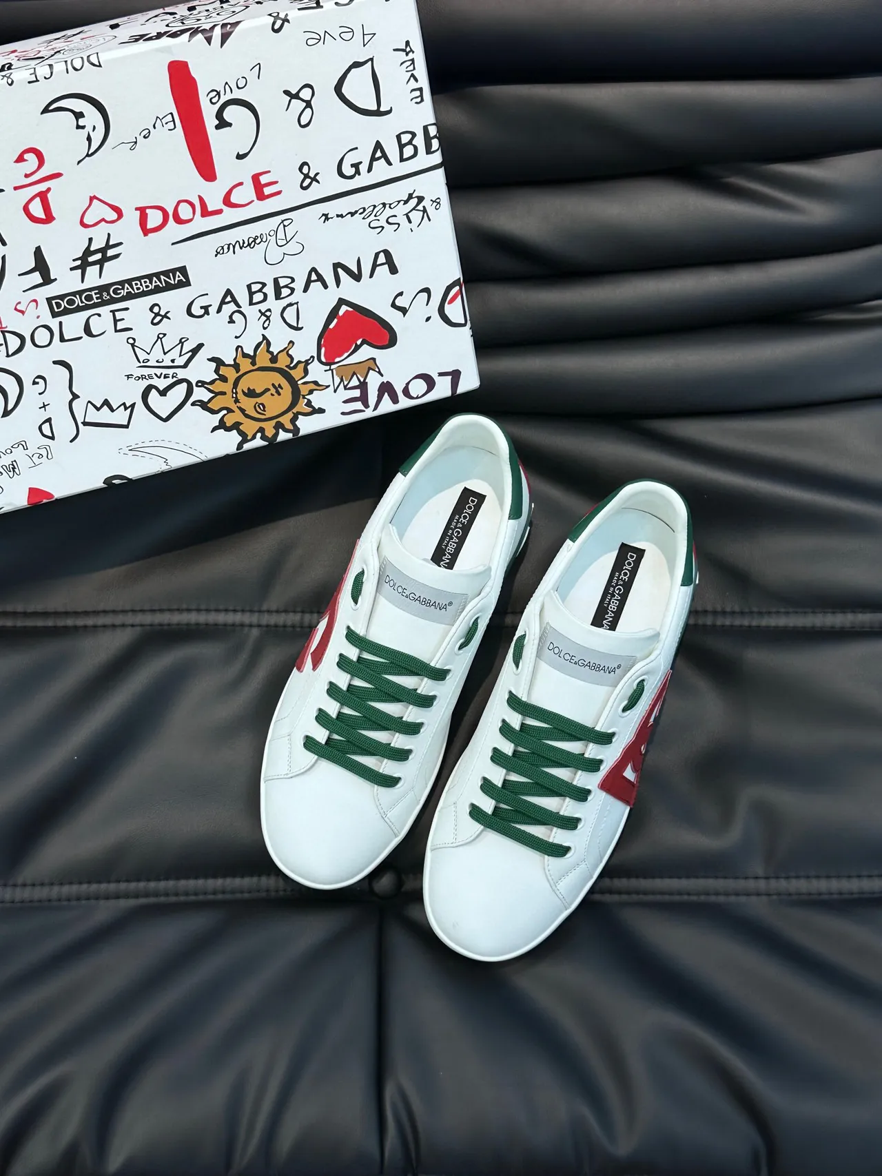 Dolce & Gabbana Blanc et Rouge Logo-Driven Color-Blocked Sneakers de style de vie 2