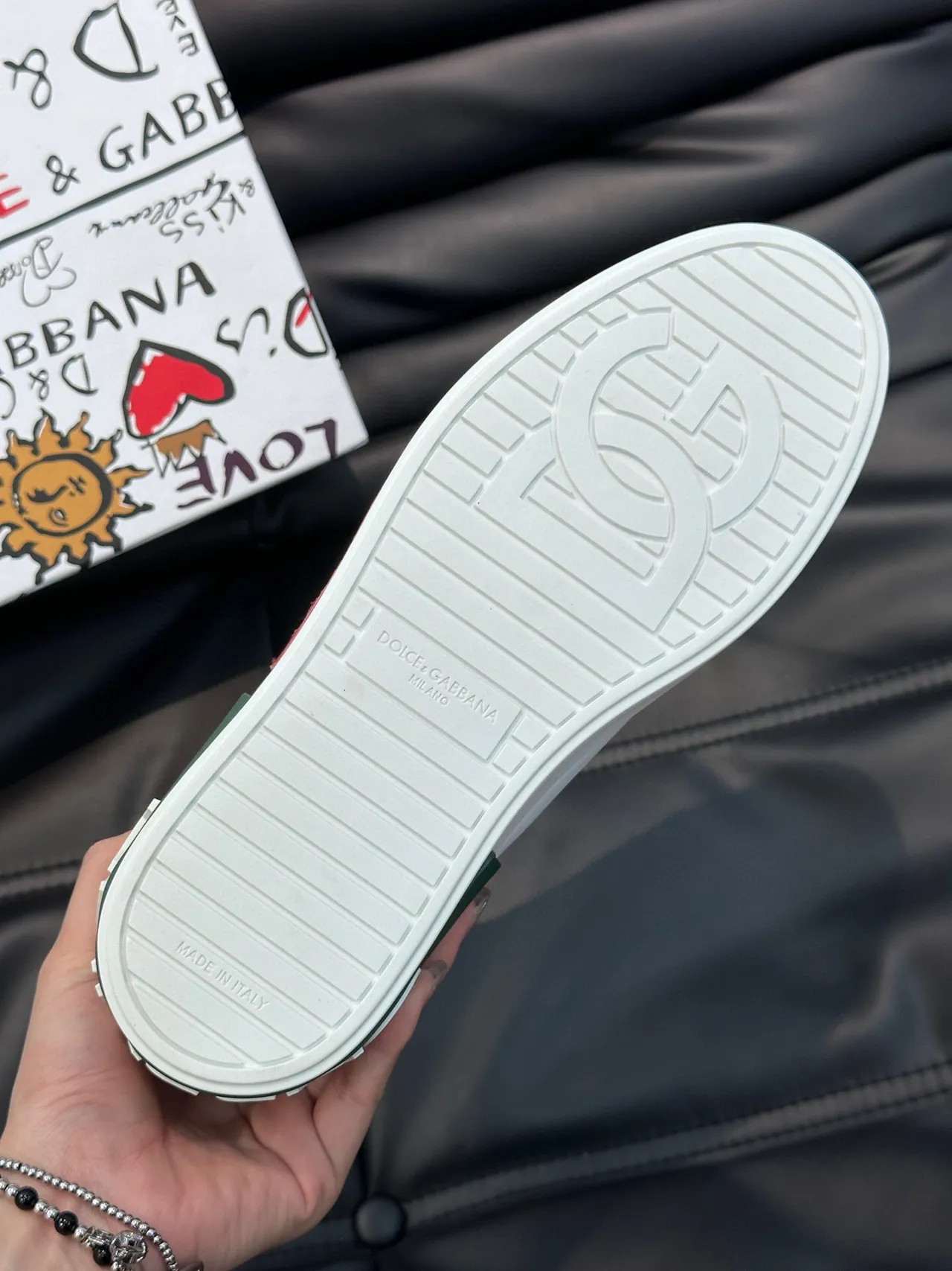 Dolce & Gabbana Blanc et Rouge Logo-Driven Color-Blocked Sneakers de style de vie 9