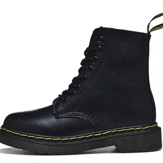 Dr. Martens 1460 Cuero Negro Granulado Costura Amarilla Botas Martin