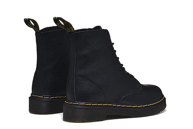 Dr. Martens 1460 Cuero Negro Granulado Costura Amarilla Botas Martin 4