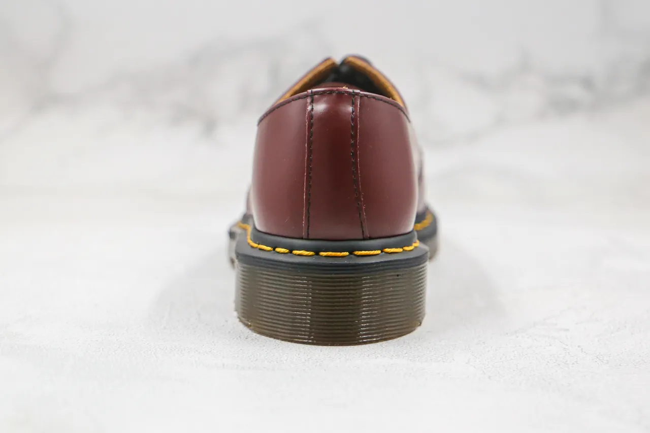 Dr. Martens 1461 Burgundy Black Smooth Leather Upper Yellow Welt Stitching Oxford Shoes 3