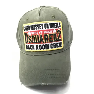 Dsquared2 ICON Red Yellow Embroidered Patch-Front Distressed Brim Edge Baseball Cap 2