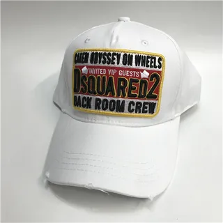 Dsquared2 ICON Red Yellow Embroidered Patch-Front Distressed Brim Edge Baseball Cap 3
